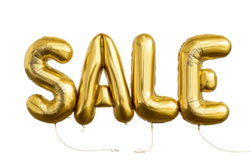 Bright gold balloons spell sale for special event