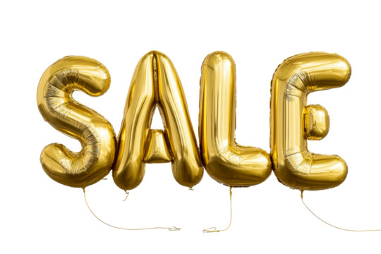 Bright gold balloons spell sale for special event