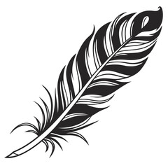 Illustration of a detailed black and white feather with intricate design and elegant plume texture created with generated ai