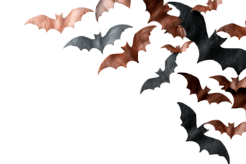 Bats in flight over a transparent background