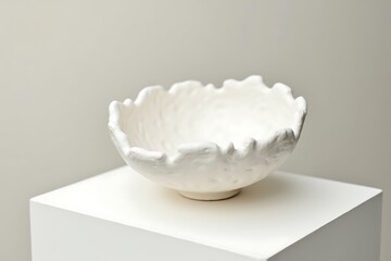 Fototapeta premium White ceramic bowl decorative bowl handmade bowl modern bowl pottery bowl kitchen decor home decor aesthetic 100