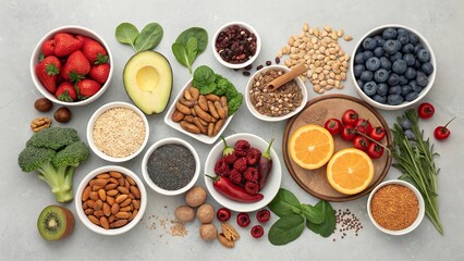 Explore vibrant and nutritious food choices featuring an array of fruits, vegetables, and seeds for a healthier lifestyle