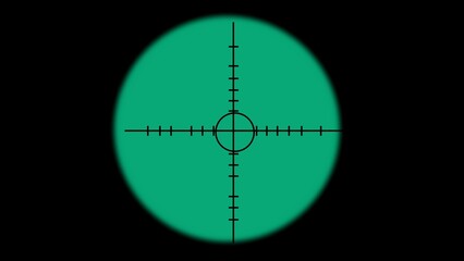 Green Scope Reticle with Crosshairs and Circle on Black Background targeting aiming 1