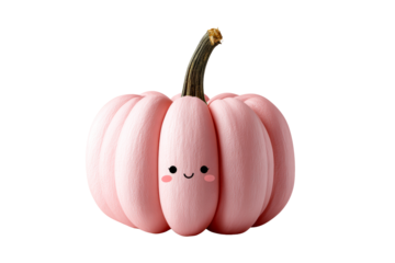 Cute pink pumpkin with a smiling face
