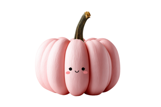 Cute pink pumpkin with a smiling face