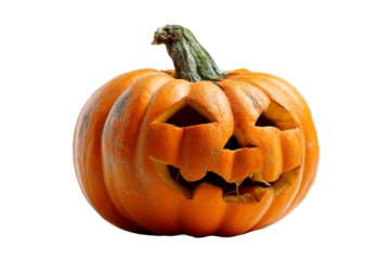 Dual faced carved pumpkin for Halloween