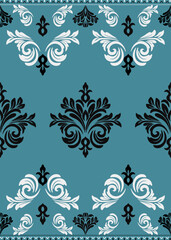Elegant Damask Pattern on Teal Background