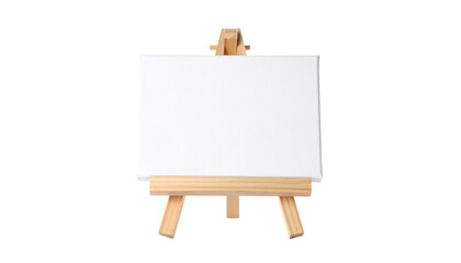 Wooden easel with blank canvas on white background