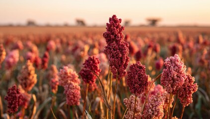 Sunrise on a field of sorghum