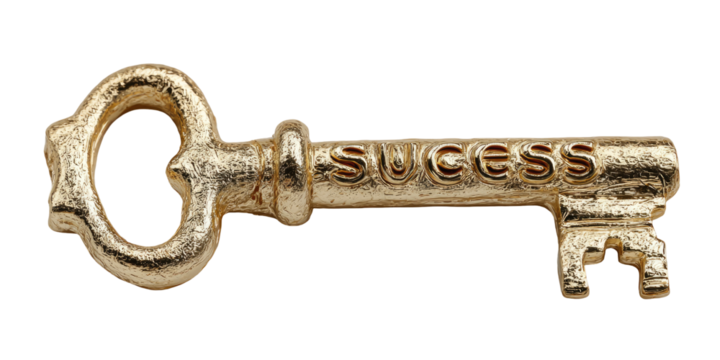 Golden key with the word SUCCESS