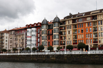 Houses by the riverside of Portugalete, Spain