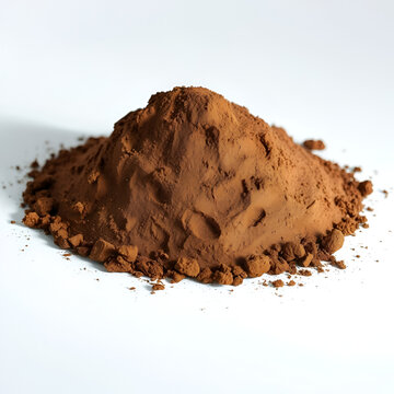 Fototapeta Clay soil shaped in mound form on white background captured with zoom lens 135mm, soft lighting accentuating smooth dense texture and compact form