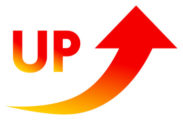 向上心や上昇を表す上向き矢印とUP文字アイコン