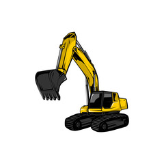 Fototapeta premium excavator illustration logo, vector, graphic, logo, design, contractor, excavation, construction services, professional, loader, industry, vehicle, illustration, equipment, business, work, logo, tract