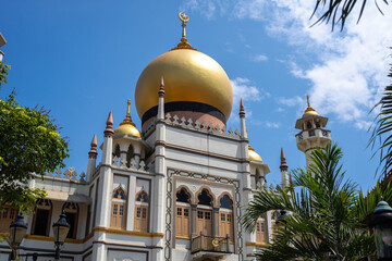 Sultan Mosque golden dome and minaret in Kampong Glam Singapore