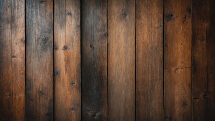 Obraz premium Close-up of a wooden plank surface with natural brown tones and visible grain patterns.