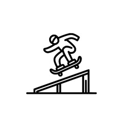 Skateboarder outline vector image performing trick on ramp for extreme sports and recreation design projects