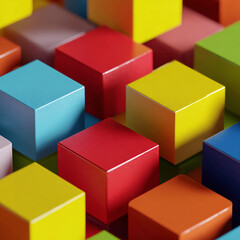 Fototapeta premium Bright Glossy 3D Blocks – Digital Art Design