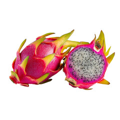 Vibrant dragon fruit halves showcasing juicy texture and exotic freshness perfect for healthy eating and tropical recipes