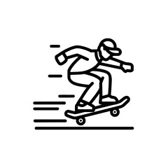 Fototapeta premium Skateboarder outline vector image for extreme sports and skateboarding content vector illustration design