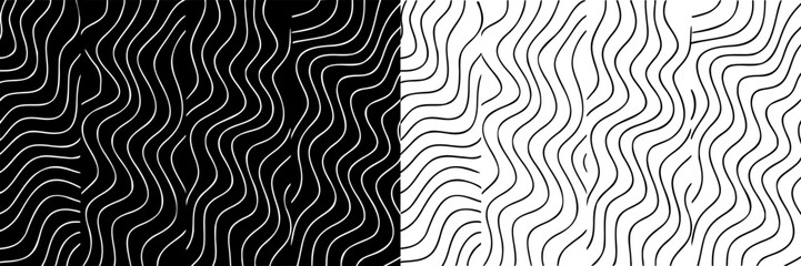 Fototapeta premium Modern black and white abstract background. Dual-tone wave design with optical illusion effect. Minimal abstract art with black and white waves