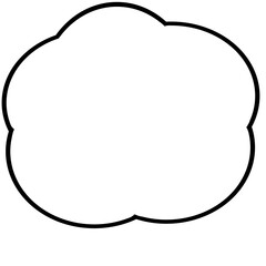 Cloud-Shaped Speech Bubble Line Art Illustration for Chat or Comic Use