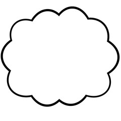 Cloud-Shaped Speech Bubble Line Art Illustration for Chat or Comic Use