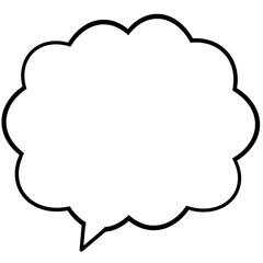 Cloud-Shaped Speech Bubble Line Art Illustration for Chat or Comic Use
