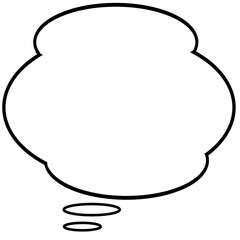Cloud-Shaped Speech Bubble Line Art Illustration for Chat or Comic Use