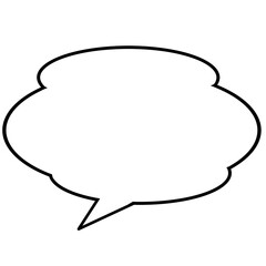 Cloud-Shaped Speech Bubble Line Art Illustration for Chat or Comic Use