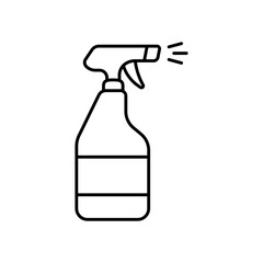 Cleaning Spray Bottle Line Icon: Housework and Disinfectant