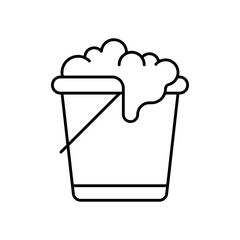 Bucket Cleaning Container Line Icon: Housework and Home Cleaning