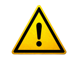 Classic Yellow Triangle Alert Sign with Exclamation Mark, Front View