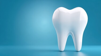 Close-up of a healthy white tooth with smooth surface and bright shine on background