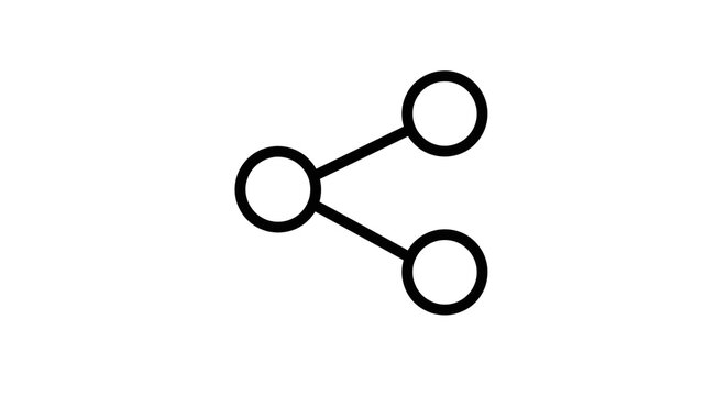 Simple black share icon connecting multiple points, symbolizing data flow and network connections