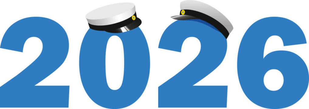 Graduation 2026, traditional Swedish "Studenten" caps, to celebrate the finish  from Gymnasium.  Vector Illustration