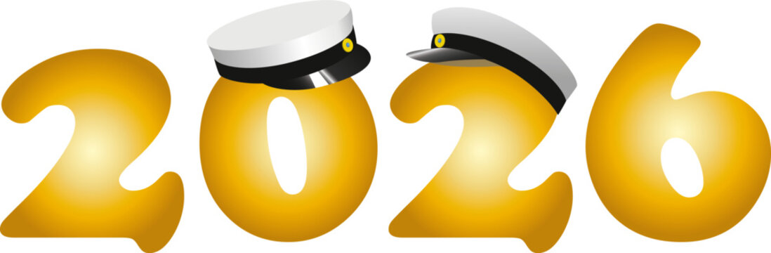 Graduation 2026, traditional Swedish "Studenten" caps, to celebrate the finish  from Gymnasium.  Vector Illustration