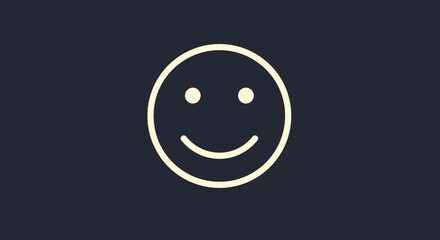 Fototapeta premium Simple yellow smiley face emoji on a dark background conveying happiness and positivity