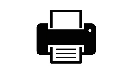 Modern minimalist printer icon symbolizing document output and office technology, perfect for business concepts