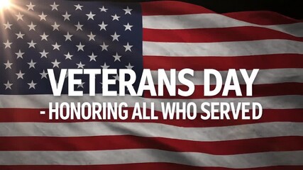 Honoring veterans with pride on a waving American flag background