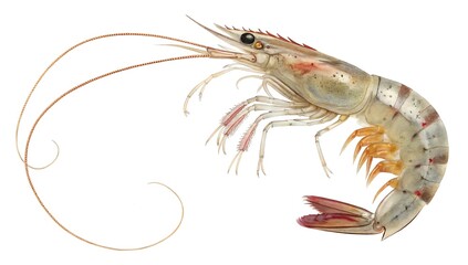 A detailed illustration of a white shrimp prawn