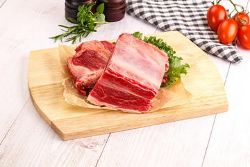 Raw beef rib for cooking