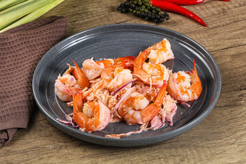 Shrimp cocktail with salad and sauce