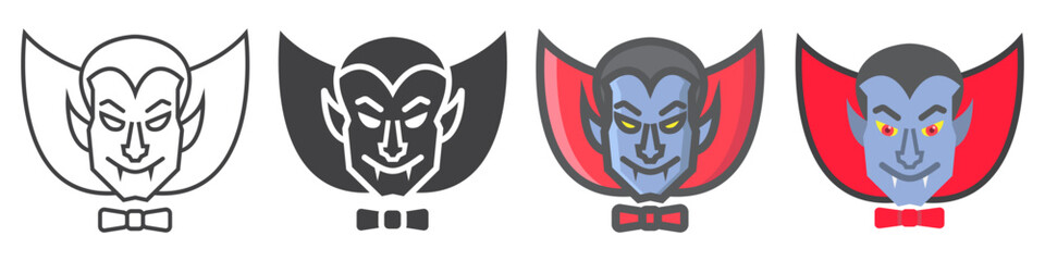 Dracula Vampire icon collection, halloween and scary, horror sign vector set graphics, a linear pattern on a white background