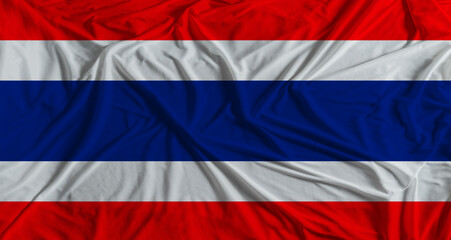 Fototapeta premium Thai flag with fabric texture background. National flag of Thailand with cloth texture
