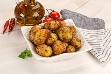 Baked mini potato with herbs