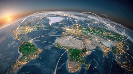 Global network connections over Earth