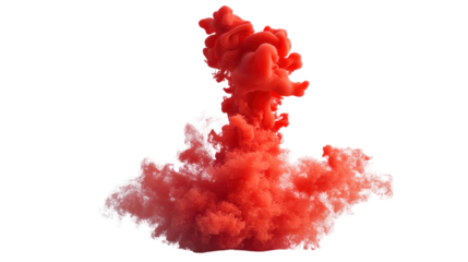 red smoke or fluid shapes isolated on white or transparent background