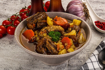 Gourmet Oxtail beef soup with vegetables