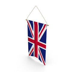 Fototapeta premium United Kingdom Flag Hanging, isolated on transparent background, png